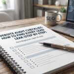Website audit checklist on a desk