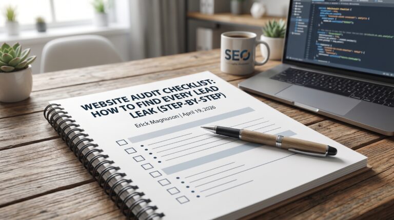 Website audit checklist on a desk